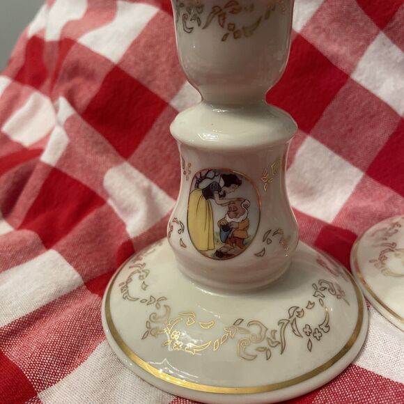 Lenox Disney Fine China 24k Gold “Snow White”Candlesticks Set of 2 5” Tall - Picture 4 of 12